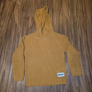 4T DKNY Toddler Mustard Knit Hoodie Sweater Longsleeve Pullover